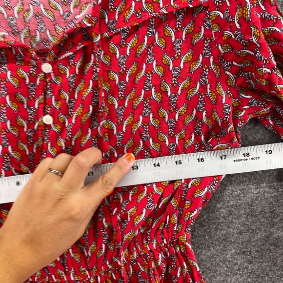 Bongo Jumpsuit Women S Small Red Turtle Print Elastic Waist Tasseled Casual - Picture 5 of 7